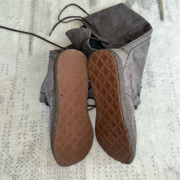 UGG Gray Lace Up Boots with Suede Finish - Picture 7 of 7